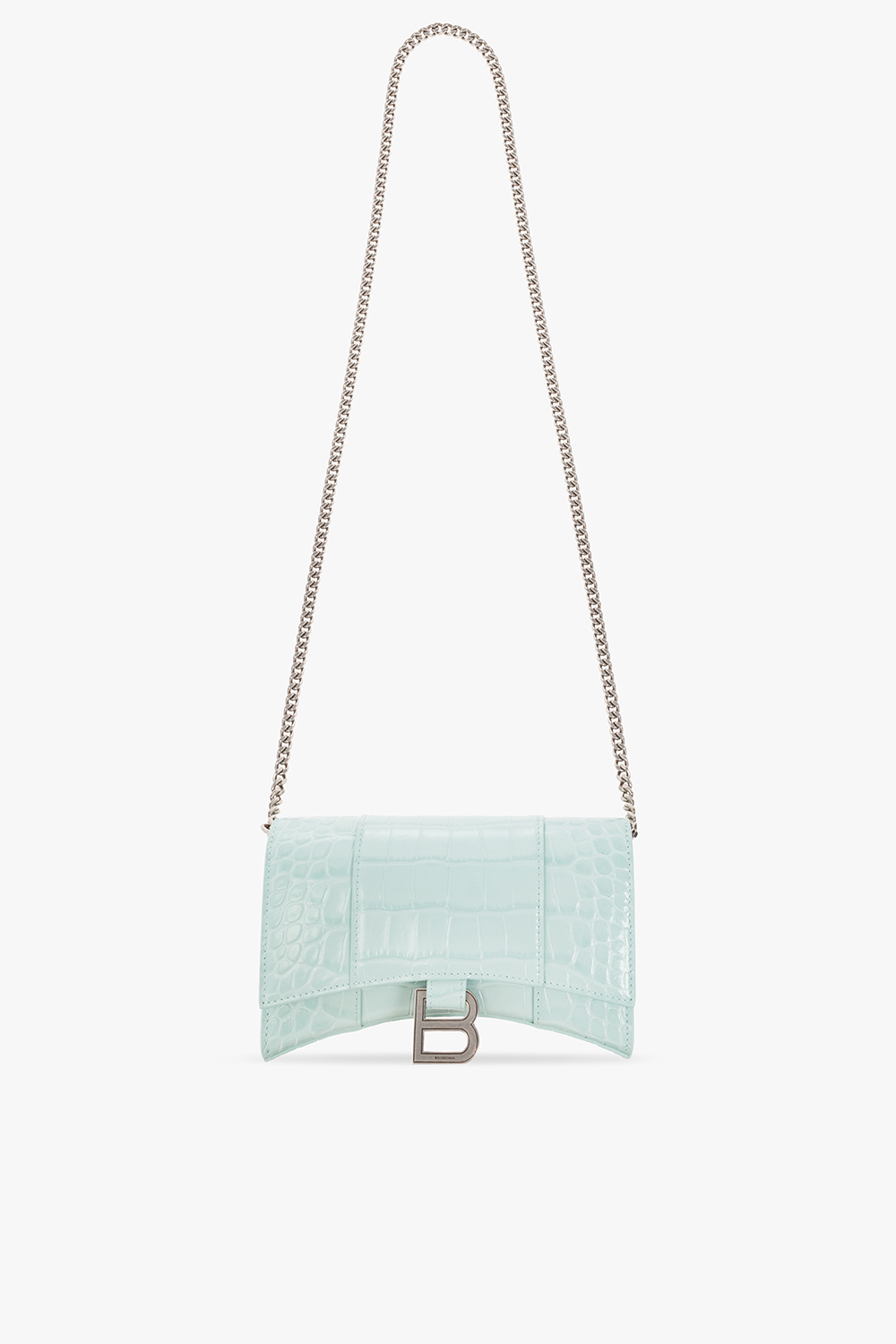 【国内発送★BALENCIAGA】ブルー HOURGLASS チェーンウォレット Light blue 'Hourglass' wallet with chain Balenciaga